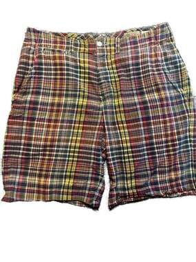 Ralph Lauren Authentic India Madras Plaid Shorts Size 33 Preppy Vintage Golf